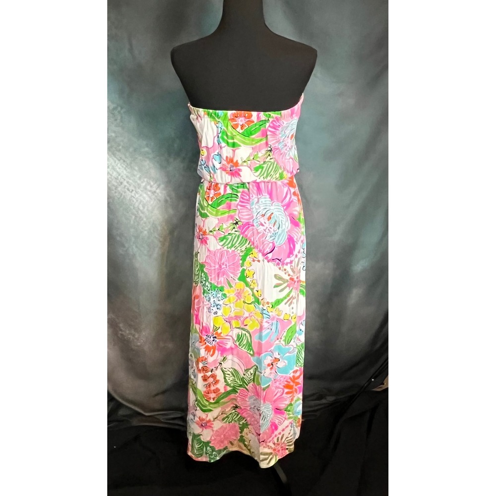 Lilly Pulitzer for Target Strapless Maxi Dress Floral‎ Pink Green Womens Small - Picture 4 of 7